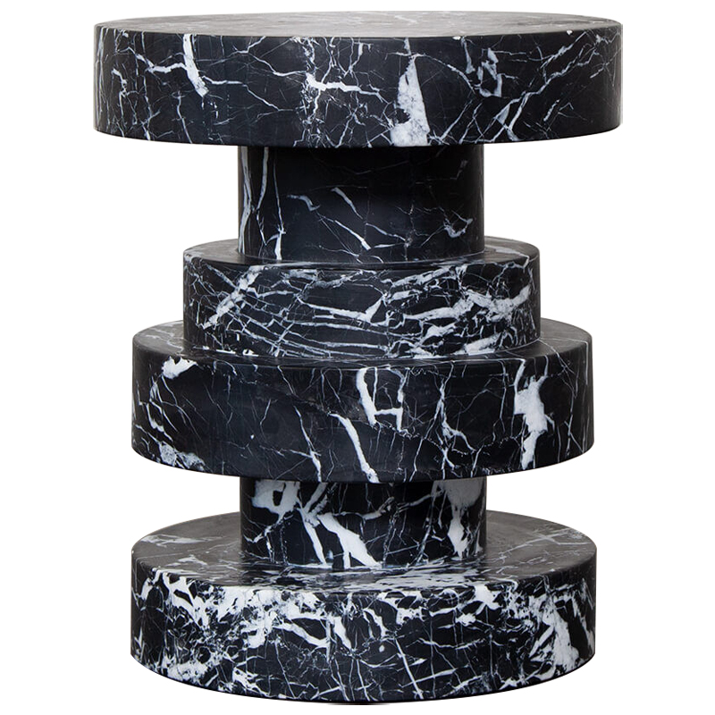 Приставной стол Apollo Stool Nero Marquina дизайн Kelly Wearstler Черно-белый Черный Мрамор Nero в Ульяновске | Loft Concept 