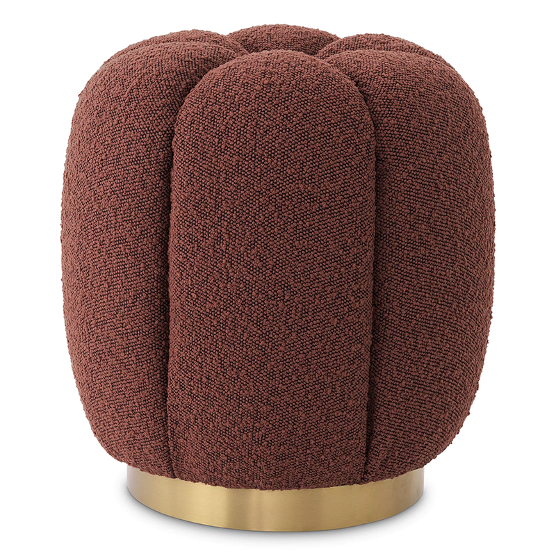 Пуф Eichholtz Stool Orchanic Boucle Rouge Бургундский красный Латунь в Ульяновске | Loft Concept 