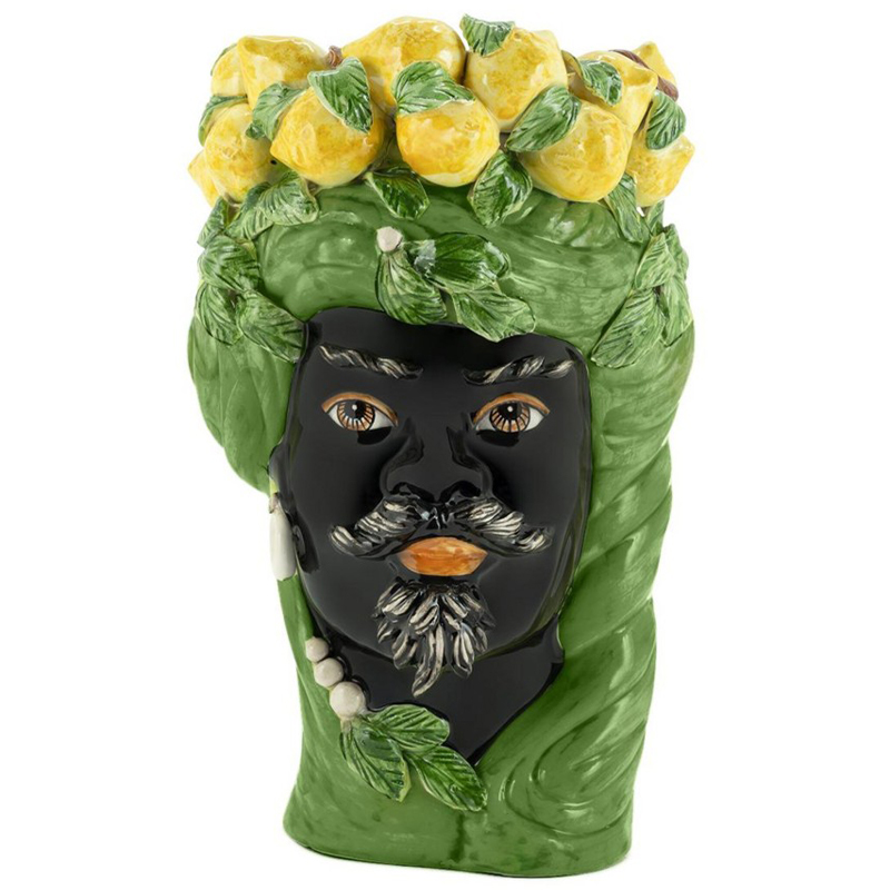 Ваза Vase Lemon Head Man Green Зеленый Желтый Черный в Ульяновске | Loft Concept 