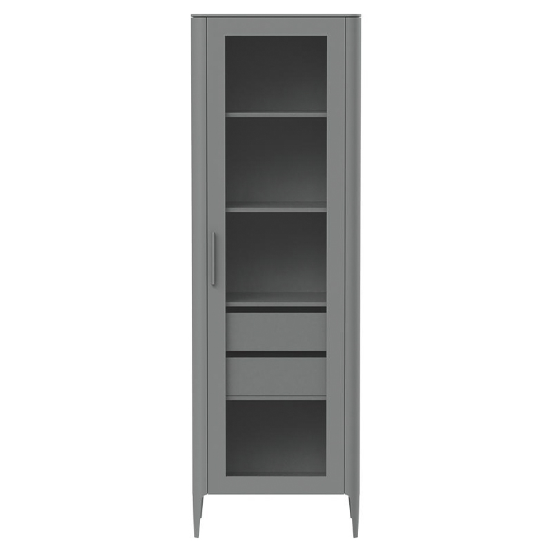 Витрина серая со стеклянной дверью с 4-мя полками и 2-мя ящиками Type  Серый в Ульяновске | Loft Concept 