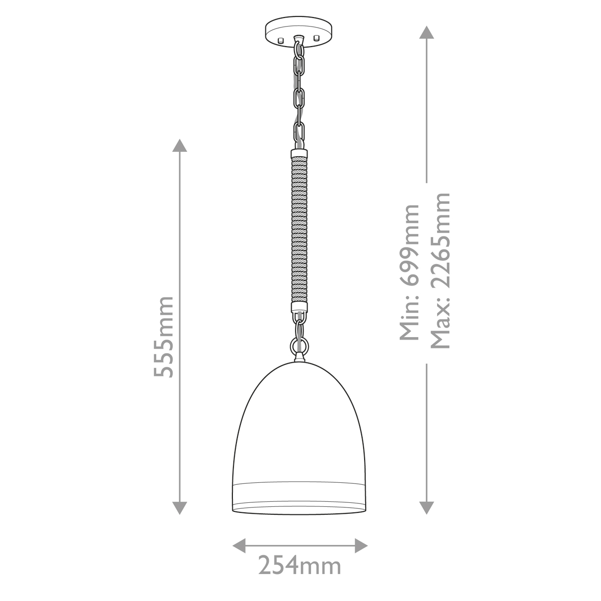 Подвесной светильник белый колоколообразный с декоративной обмоткой из веревки Hinkley в Ульяновске