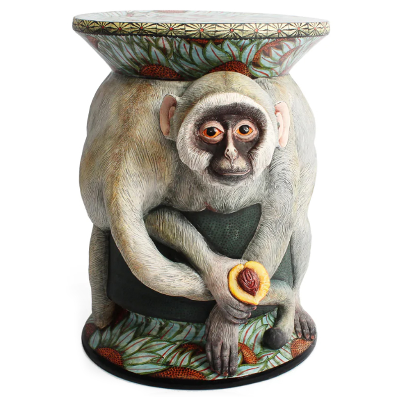 Табурет Обезьяна с фруктом ручная работа Monkey Side Table Серый в Ульяновске | Loft Concept 