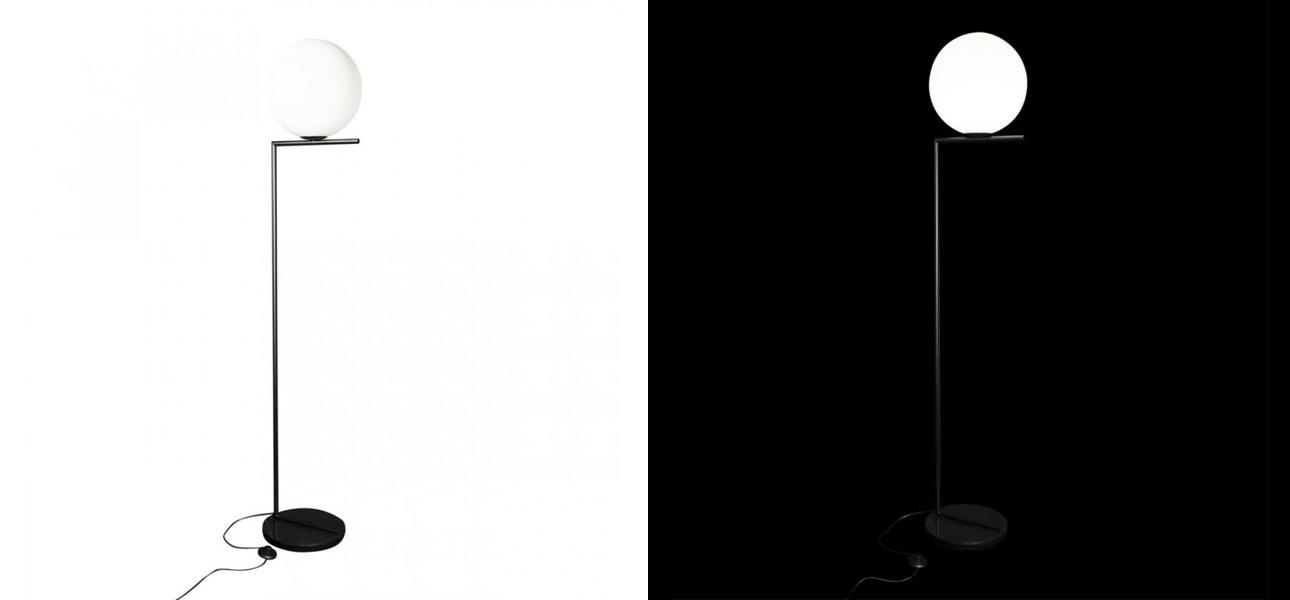 Торшер Flos IC Lights Black c мраморным основанием - фото №1