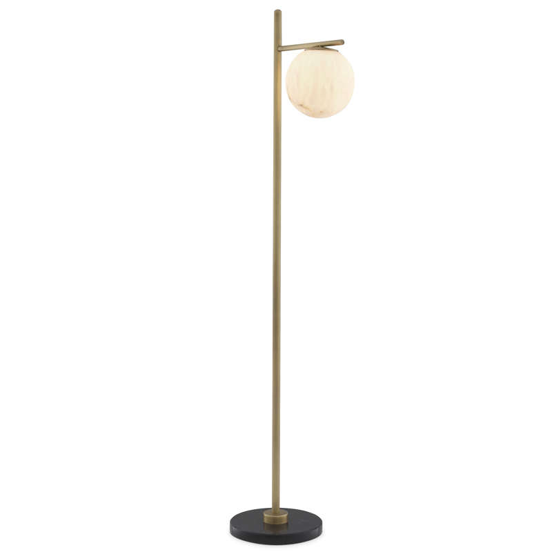 Торшер Eichholtz Floor Lamp Faloria Белый Латунь Античная полированная Черный Мрамор Nero в Ульяновске | Loft Concept 