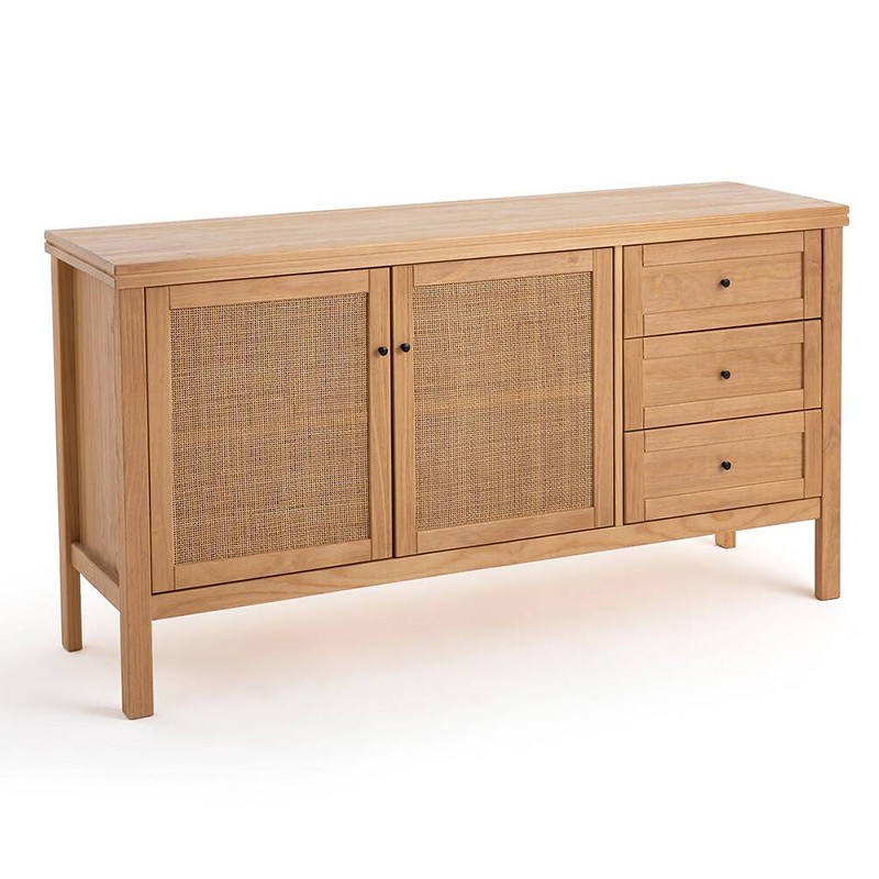 Комод в скандинавском стиле с 2-мя плетеными дверцами Niels Wicker Chest of drawers Древесина в Ульяновске | Loft Concept 