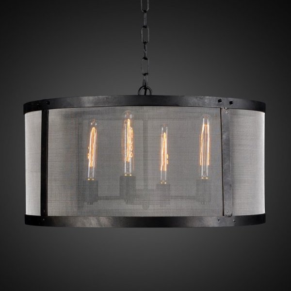 Люстра RH Riveted Mesh Chandelier Round Черный в Ульяновске | Loft Concept 