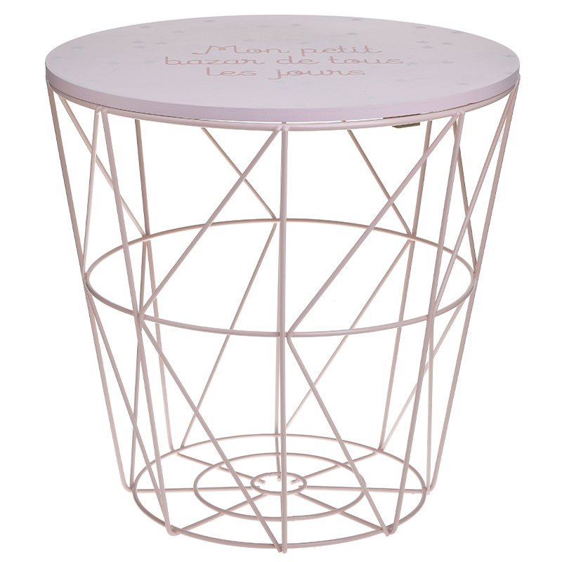 Круглый приставной стол-корзина Pink Wire Basket Side Table Розовый в Ульяновске | Loft Concept 