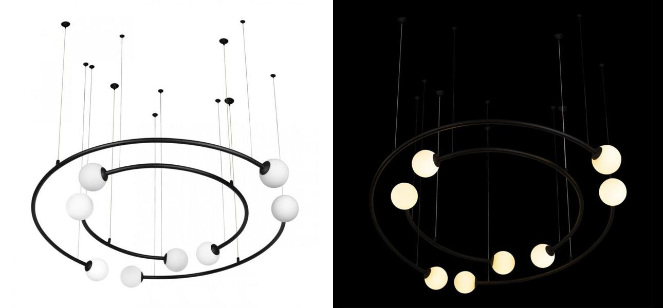 Дизайнерская Модульная Люстра PLANETARY two rings Black 100 см - фото