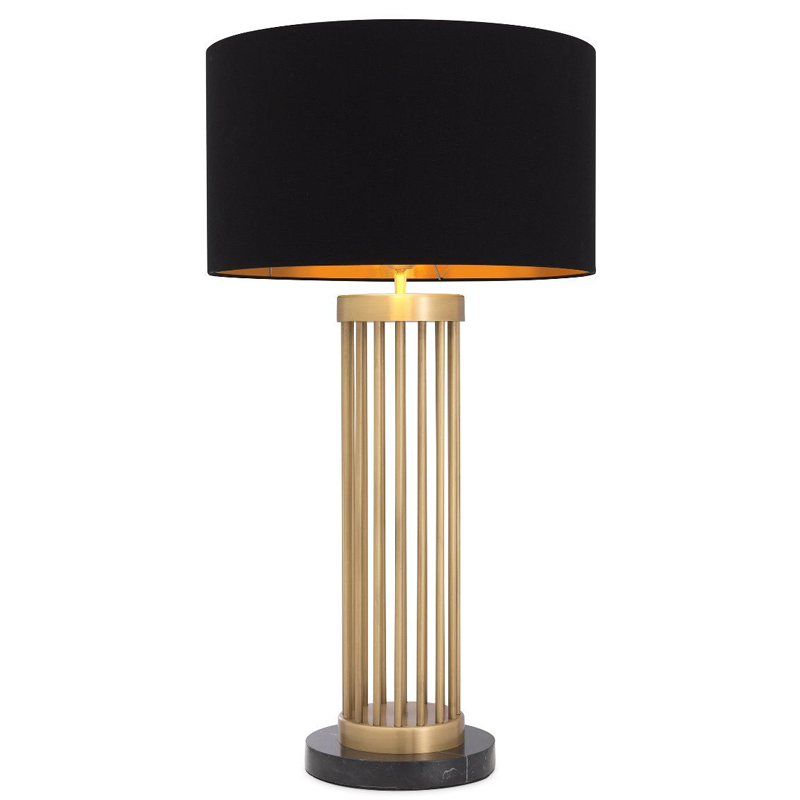 Настольная лампа Eichholtz Table Lamp Condo Черный Латунь Античная полированная Черный Мрамор Nero в Ульяновске | Loft Concept 