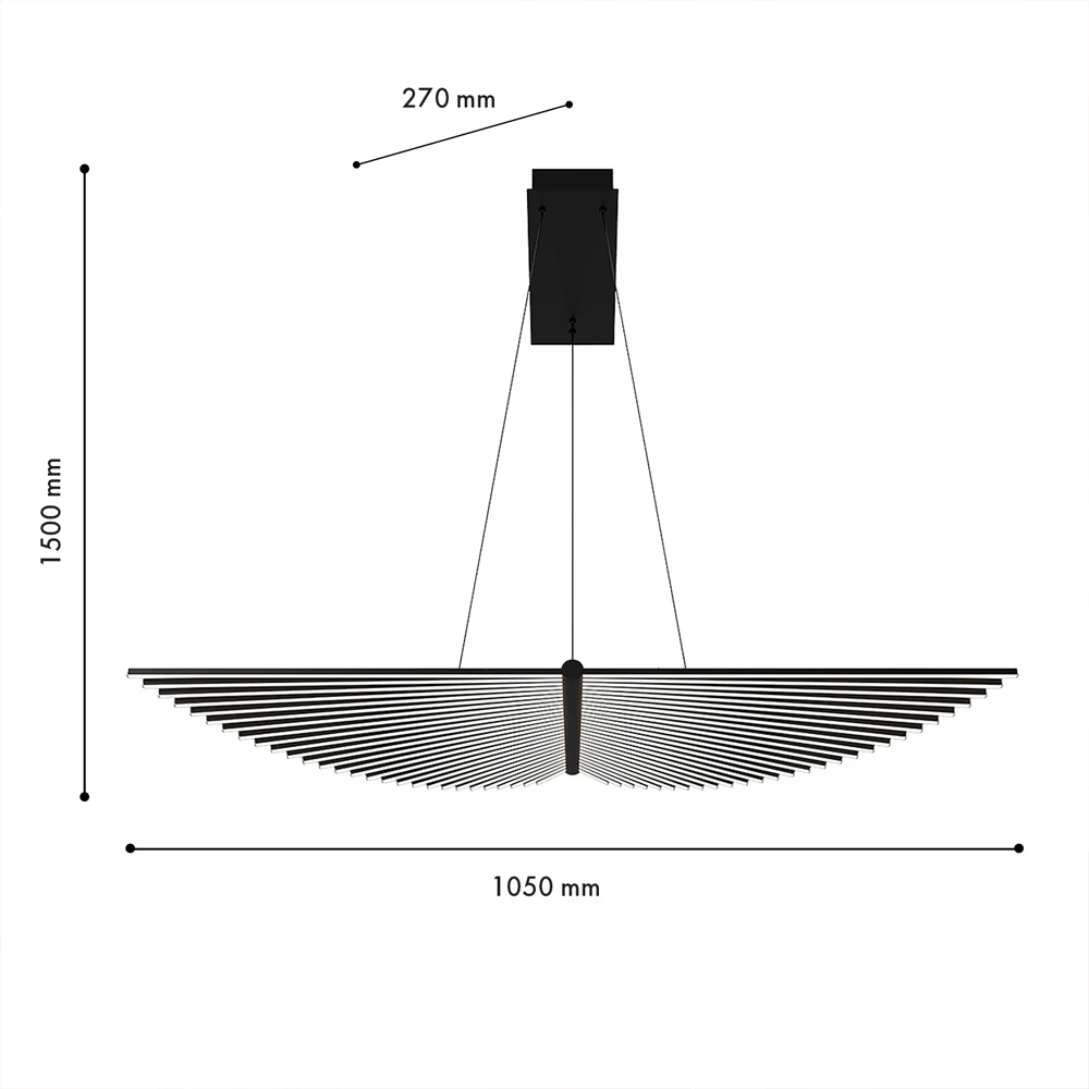 Люстра в виде распахнутых крыльев из тонких металлических планок Flight of Freedom в Ульяновске