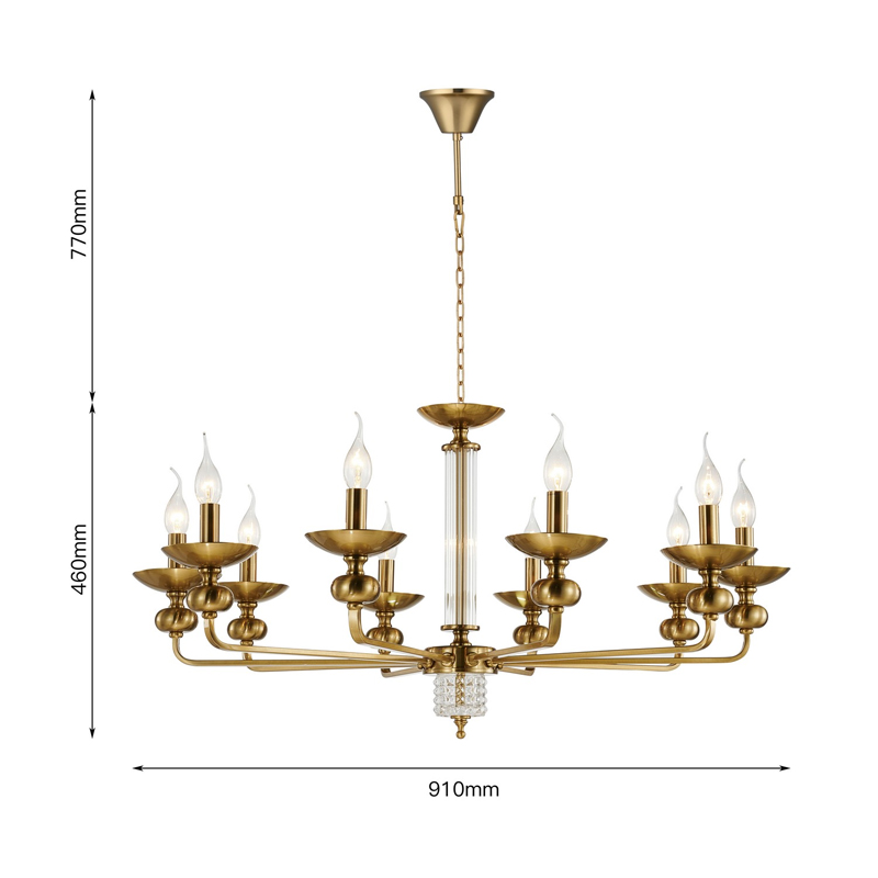 Люстра бронзового цвета со стеклянным декором Candelabrum D91 см в Ульяновске