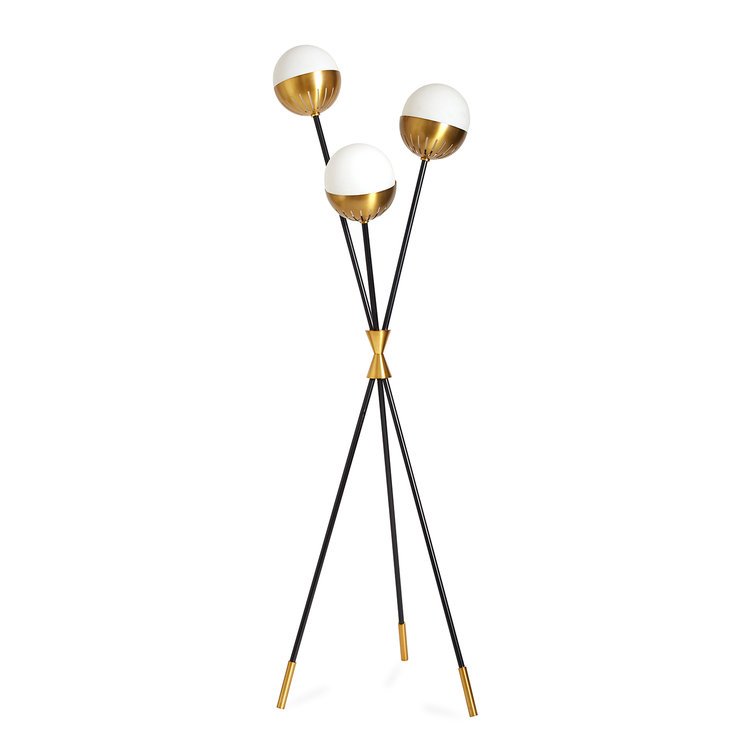 Торшер Caracas Tripod Floor Lamp Черный Белый Латунь в Ульяновске | Loft Concept 