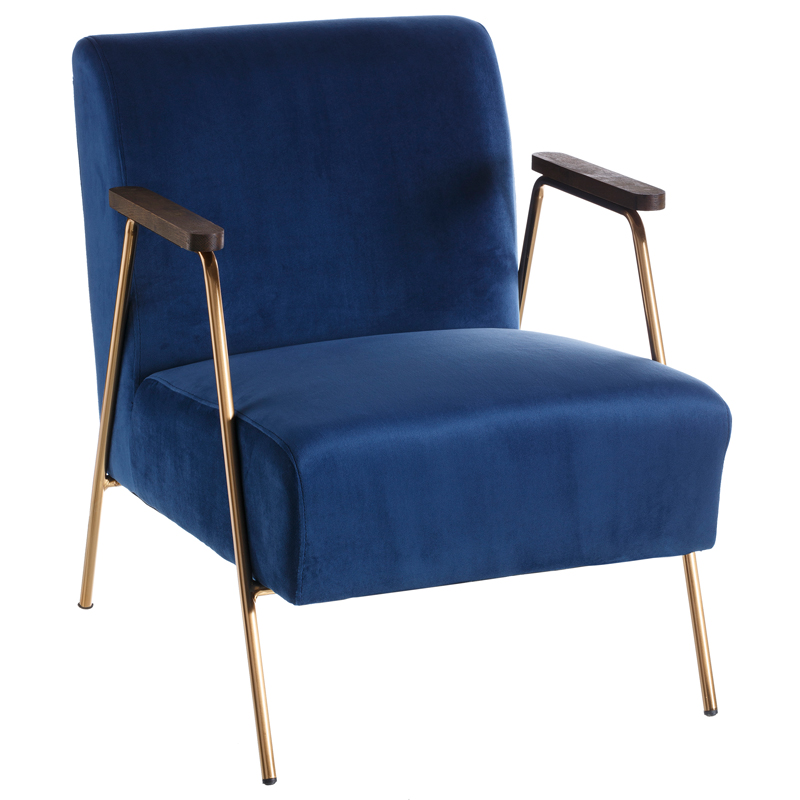 Кресло Domitila Armchair blue Синий Золотой Коричневый в Ульяновске | Loft Concept 