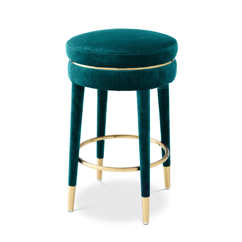 Полубарный стул Eichholtz Counter Stool Parisian blue Бирюзовый Латунь в Ульяновске | Loft Concept 