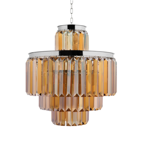 Люстра RH 1920s Odeon Smoke Chandelier 50/4 Янтарь (Amber) Хром в Ульяновске | Loft Concept 