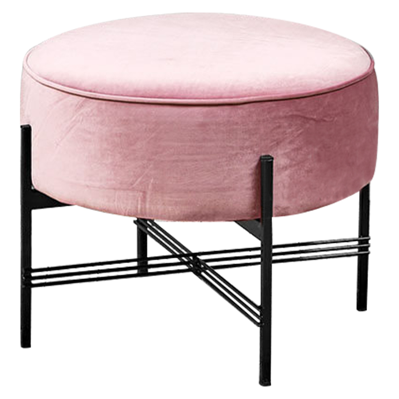 Пуф розовый велюровый Sanjay Velour Pouf Pink Дымчатая Роза Черный в Ульяновске | Loft Concept 