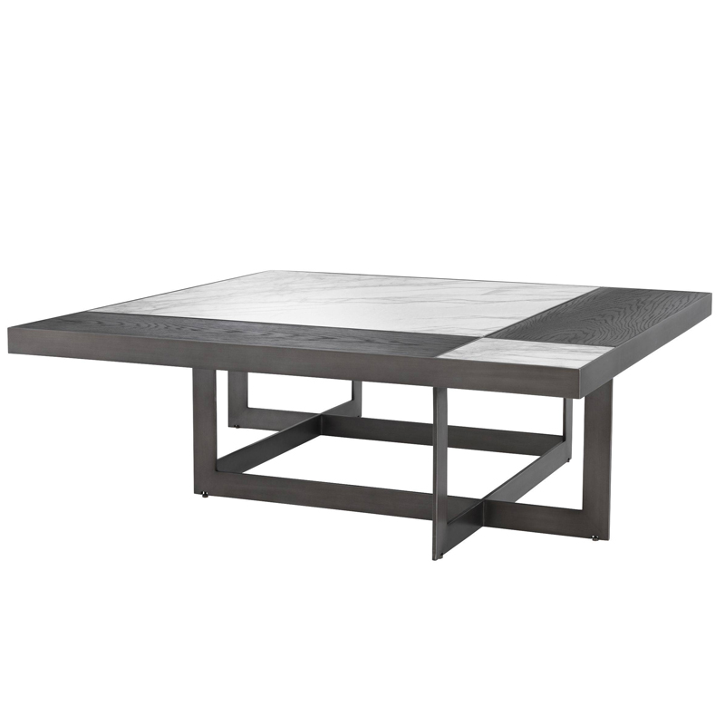 Кофейный стол Eichholtz Coffee Table Hermoza Мокко Белый Мрамор Bianco Темная бронза в Ульяновске | Loft Concept 