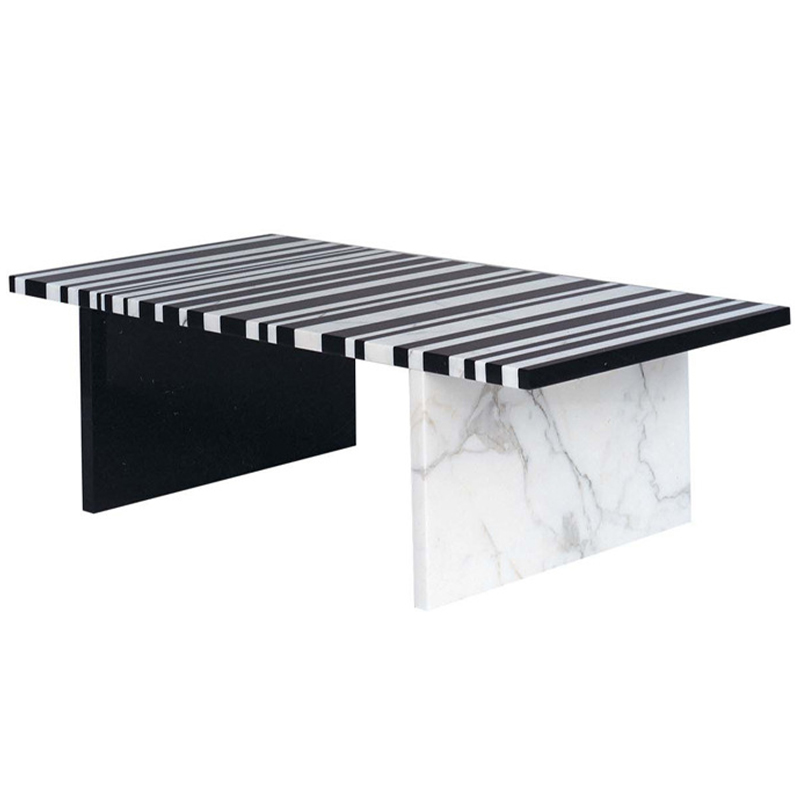 Кофейный стол CODICE A BARRE Black & White Marble Coffee Table Черно-белый Черный Мрамор Nero Белый Мрамор Bianco в Ульяновске | Loft Concept 