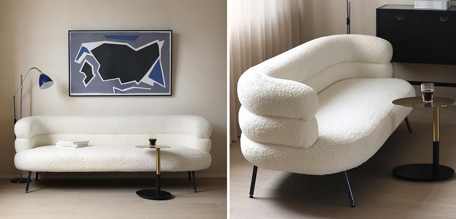 Диван Boyle White Boucle Sofa - фото