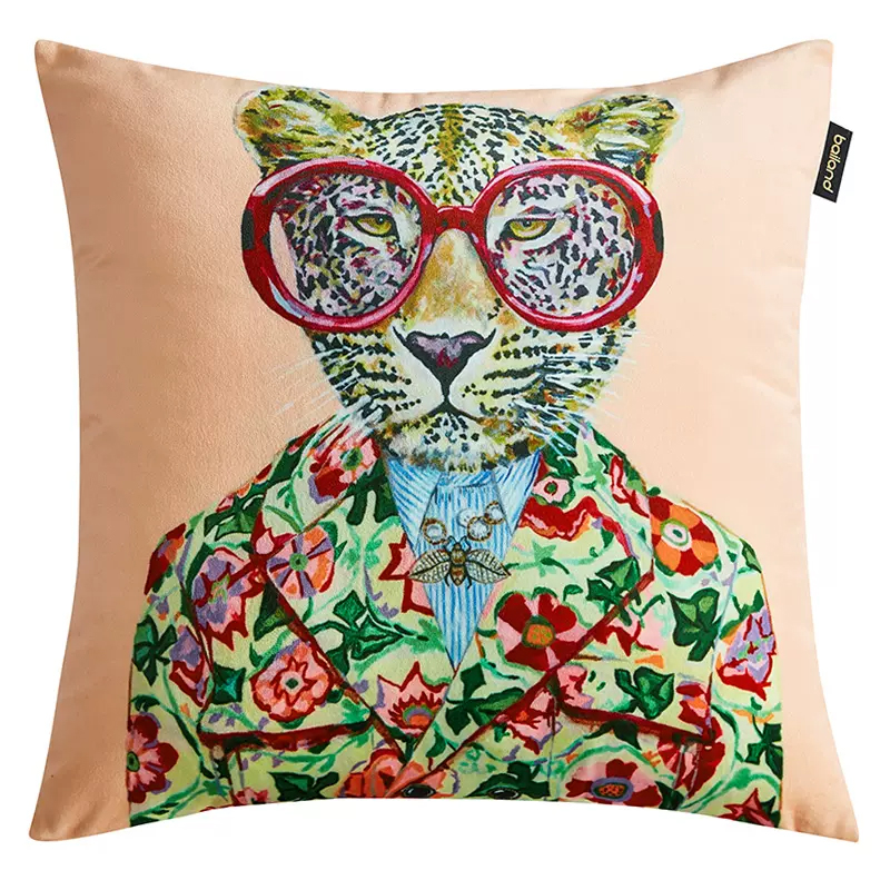 Декоративная подушка Стиль Gucci Fashion Animals Cushion Peach Мульти в Ульяновске | Loft Concept 