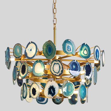 Люстра Agate Burst Chandelier 3 Round blue Зеленый Золотой в Ульяновске | Loft Concept 