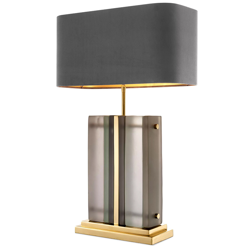 Настольная лампа Eichholtz Table Lamp Solana Brass Стекло Смок Латунь Серый в Ульяновске | Loft Concept 