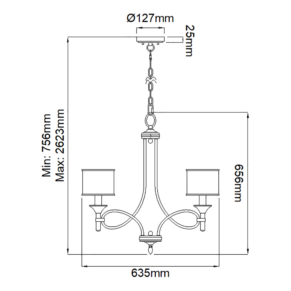 Люстра с белыми тканевыми абажурами в прозрачных стеклянных цилиндрах Kichler в Ульяновске