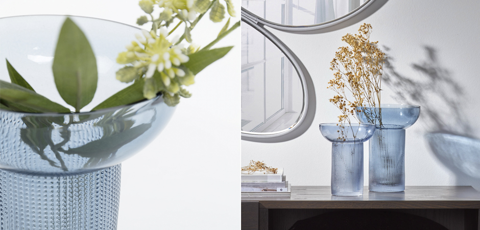 Ваза синее рельефное стекло - Loft-Concept в Ульяновске