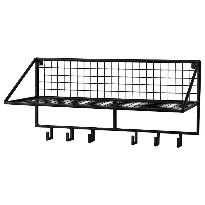 Вешалка с полкой Rhian Industrial Metal Rust Shelf Black S Черный в Ульяновске | Loft Concept 