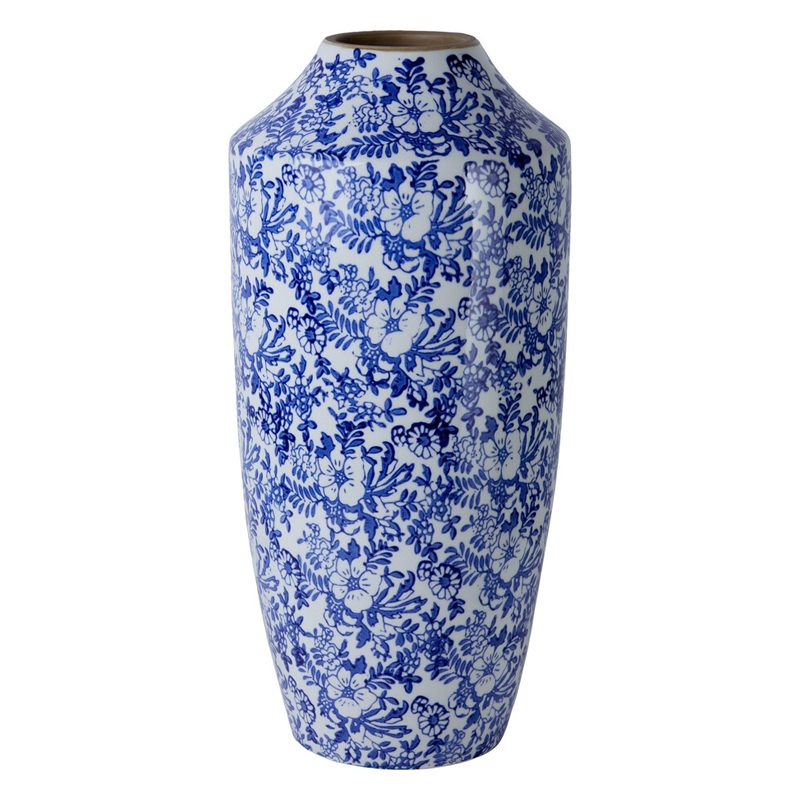 Ваза с синим цветочным узором Blue & White Ornament Белый Синий Ваза с синим цветочным узором Blue & White Ornament Белый Синий в Ульяновске | Loft Concept