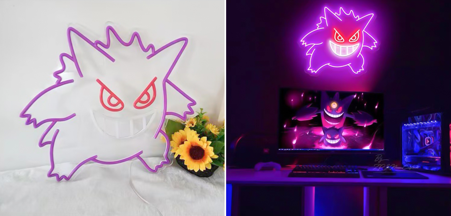 Неоновая настенная лампа Gengar Pokemon Neon Wall Lamp - фото