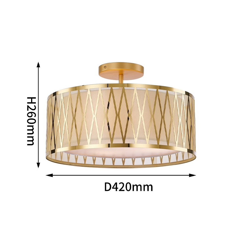 Потолочный светильник с золотым каркасом и тканевым абажуром Lustery в Ульяновске