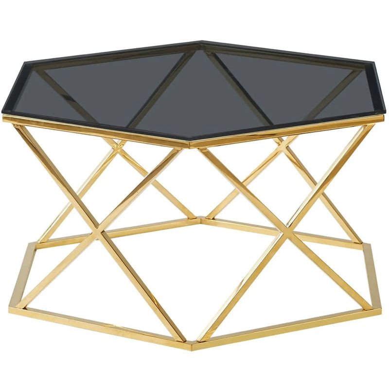 Столик кофейный Ormando Collection Gold №1 Глянцевое золото Стекло Смок в Ульяновске | Loft Concept 