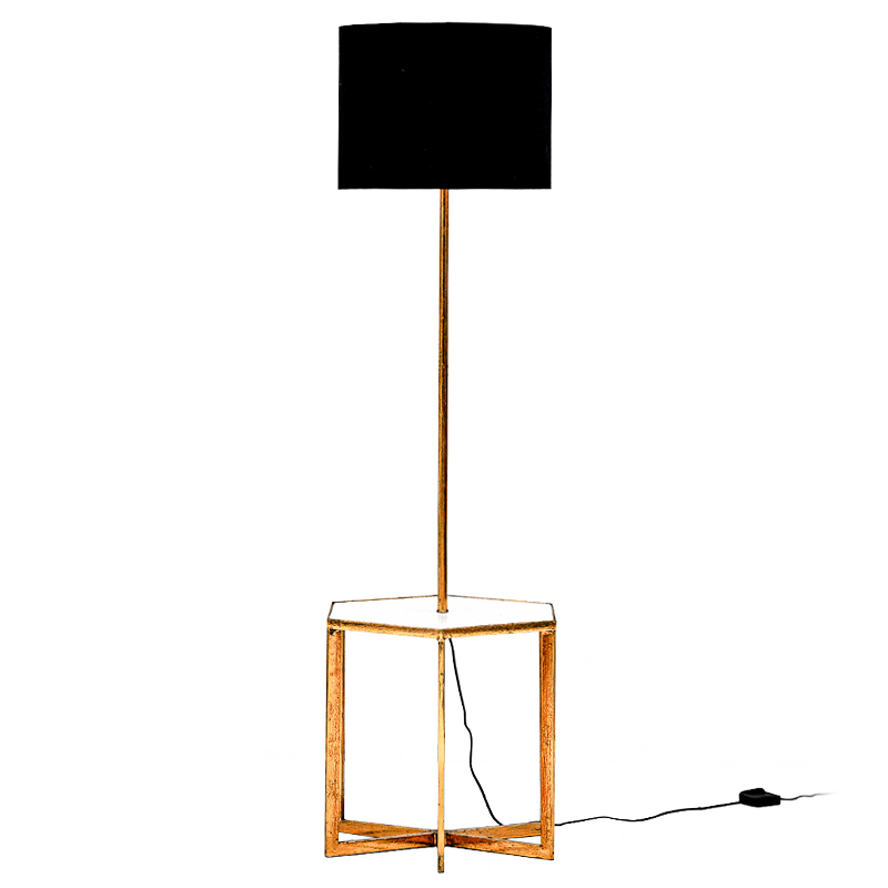 Напольная лампа Steno Floor lamp Белый Черный Винтажное глянцевое золото с состаренным эффектом в Ульяновске | Loft Concept 