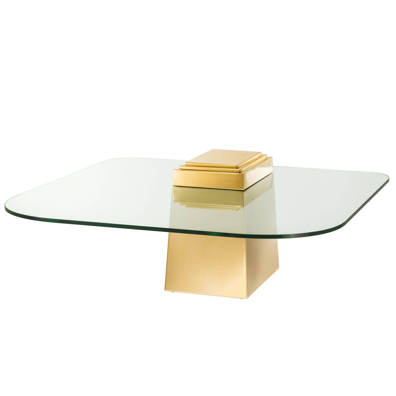 Кофейный стол Eichholtz Coffee Table Orient Gold Глянцевое золото Прозрачный в Ульяновске | Loft Concept 