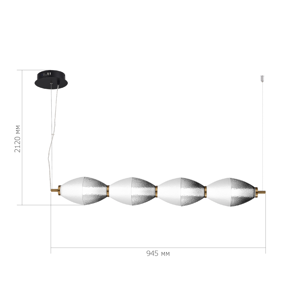 Подвесной светильник линейный в сочетании двух разных фактур стекла Enchanting в Ульяновске