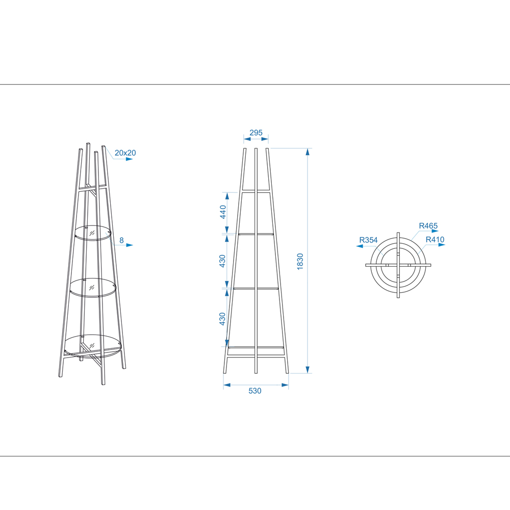 Стеллаж конусообразный с прозрачными стеклянными полками Tower в Ульяновске