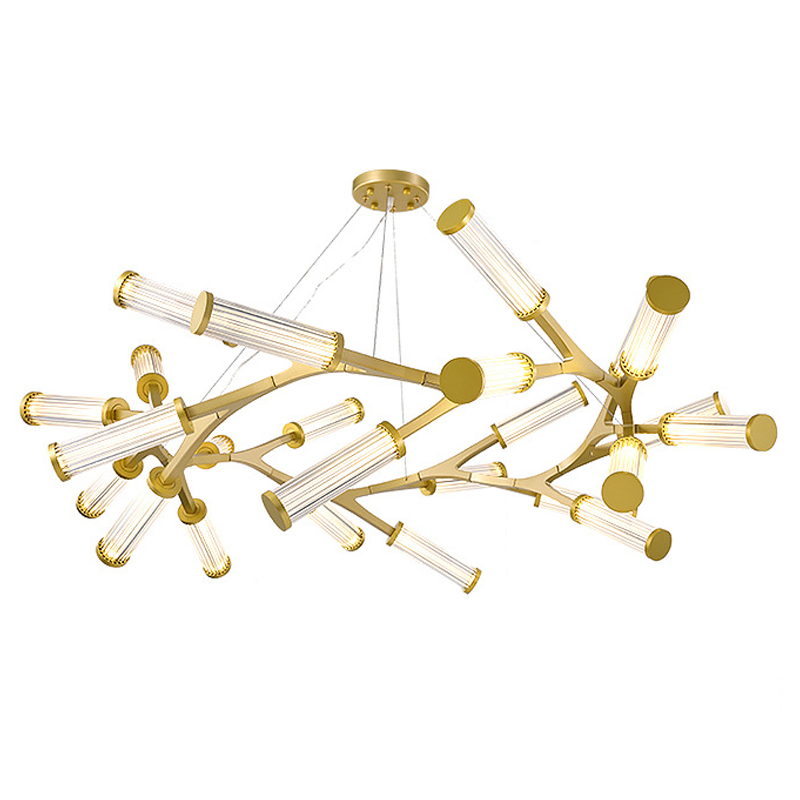 Люстра Cylinder Branches Chandelier Ring Gold Золотой Прозрачный в Ульяновске | Loft Concept 