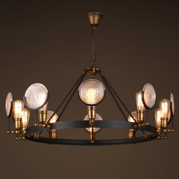 Люстра GASLIGHT LENS Chandelier 10 Черный в Ульяновске | Loft Concept 