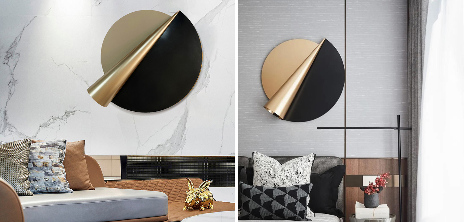 Арт-объект на стену из металла черный с золотом - фото