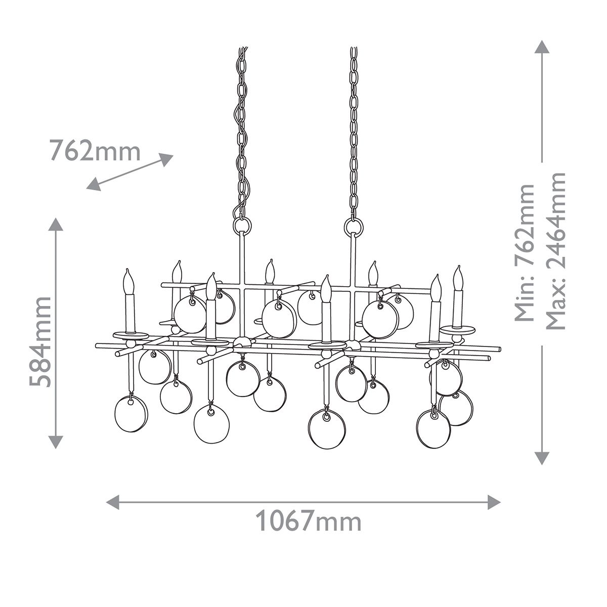 Люстра подвесная с 8-ю лампами и стеклянными круглыми подвесками Currey & Company в Ульяновске