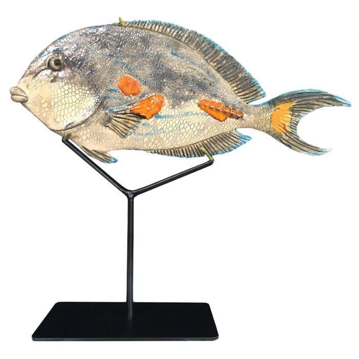 Статуэтка на подставке Gray Fish Серый Черный Белый Статуэтка на подставке Gray Fish Серый Черный Белый в Ульяновске | Loft Concept