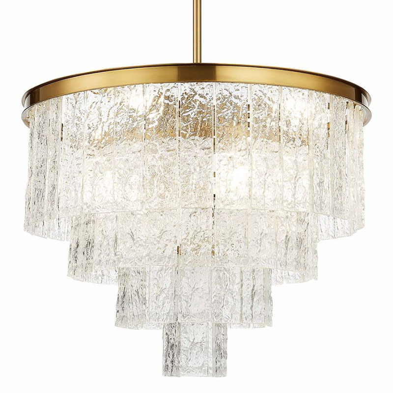 Люстра Renea Textured Glass Chandelier Brass D60 Латунь Прозрачное Стекло в Ульяновске | Loft Concept 