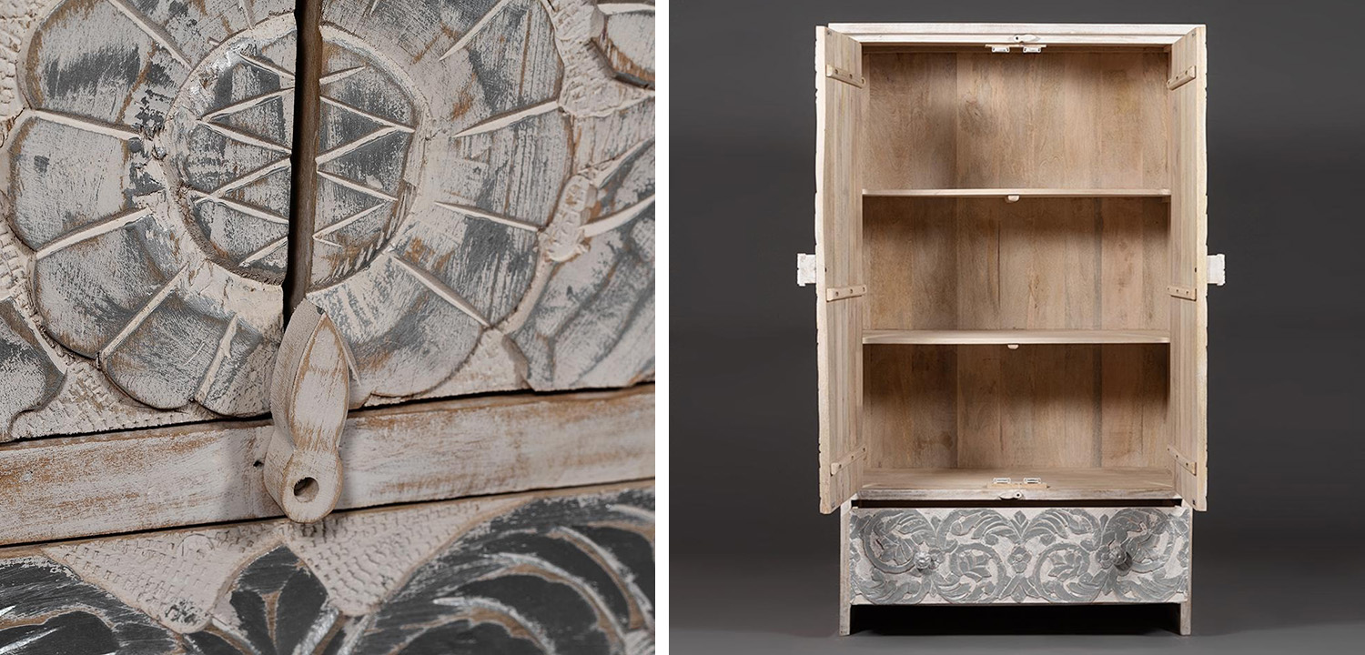 Шкаф Indian antique white Cupboard - фото №1