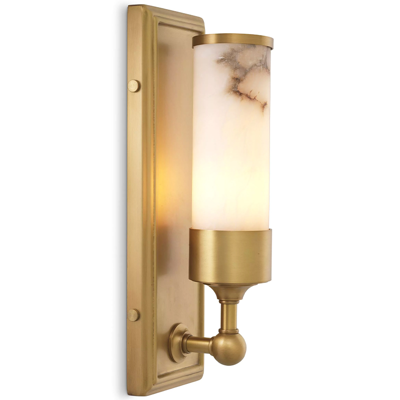 Бра Eichholtz Wall Lamp Valentine Alabaster Бежевый Белый Мрамор Bianco Латунь в Ульяновске | Loft Concept 