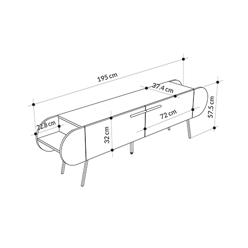 ТВ-тумба серая с 2-мя откидными дверцами и 2-мя открытыми полками CAPSULE TV STAND RETRO GREY в Ульяновске