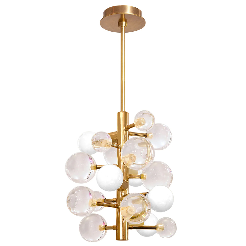 Светильник Jonathan Adler GLOBO FIVE-LIGHT CHANDELIER Clear Золотой Прозрачное Стекло Белый в Ульяновске | Loft Concept 