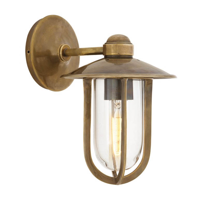 Бра Eichholtz Wall Lamp Seg Harbour Brass Латунь Античная полированная Прозрачное Стекло в Ульяновске | Loft Concept 