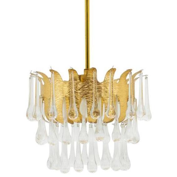 Люстра Ernst Palme Glass and Gilded Brass Chandelier Золотой в Ульяновске | Loft Concept 