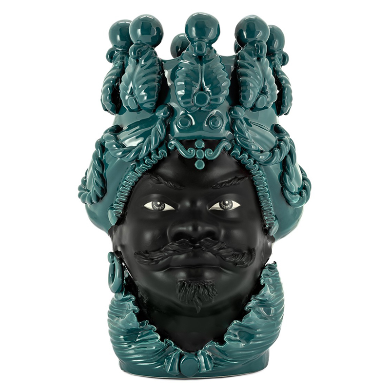 Ваза VASE MORO BIG MAN SIMPLY MAT dark turquoise Черный Бирюзовый в Ульяновске | Loft Concept 